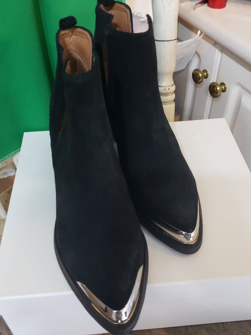 BROWNS - Black Oiled Suede Boots - NWOT